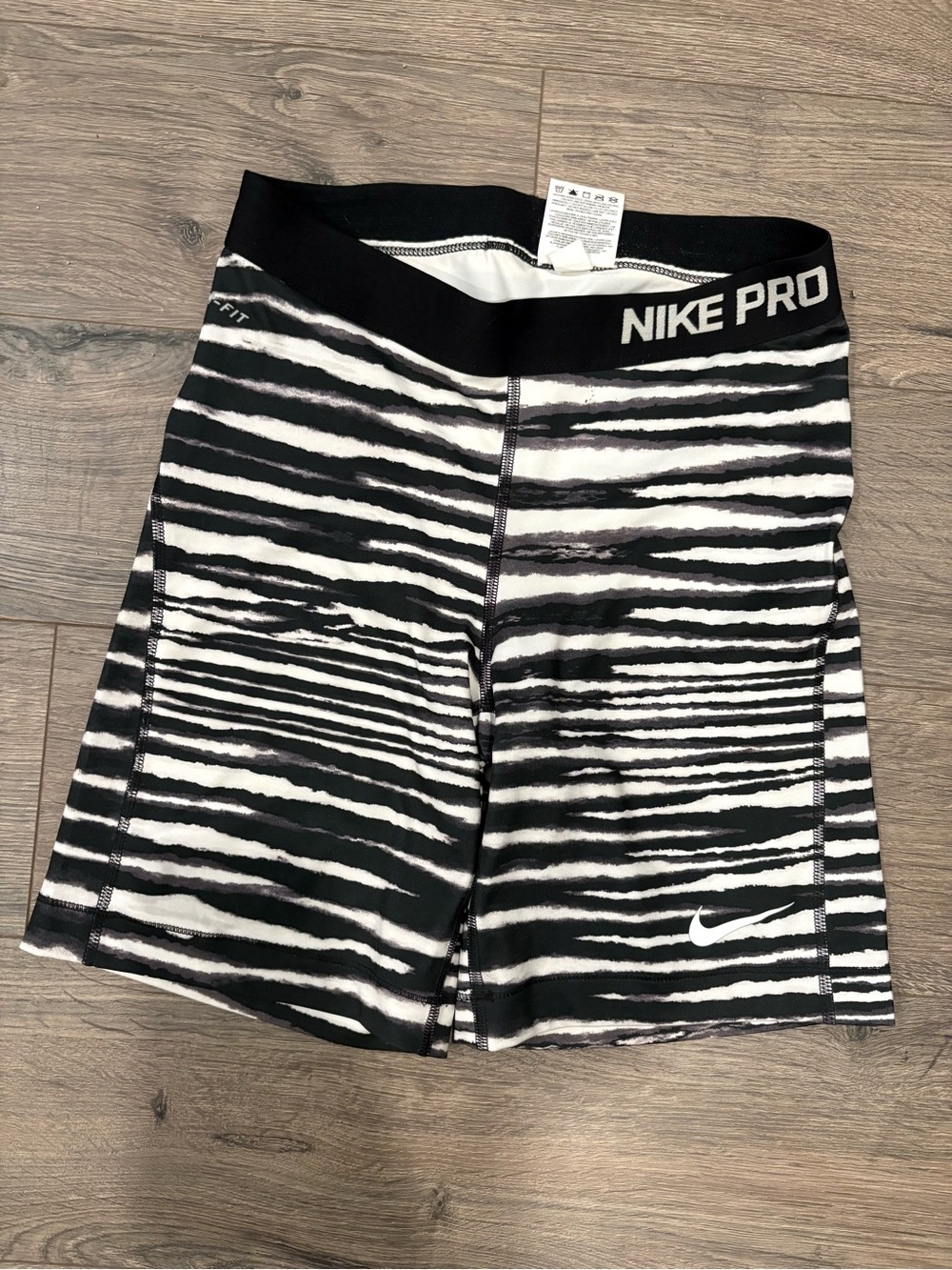 Nike Pro Black & White Zebra-Stripe Bike Shorts